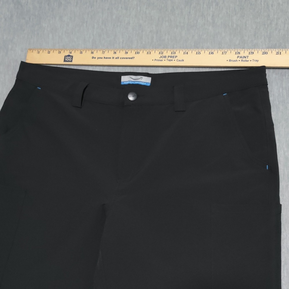 Amazon Luly Yang Delivery Cargo Shorts Mens XL (40) Stretch Black Blue Logo NWOT - Picture 9 of 15